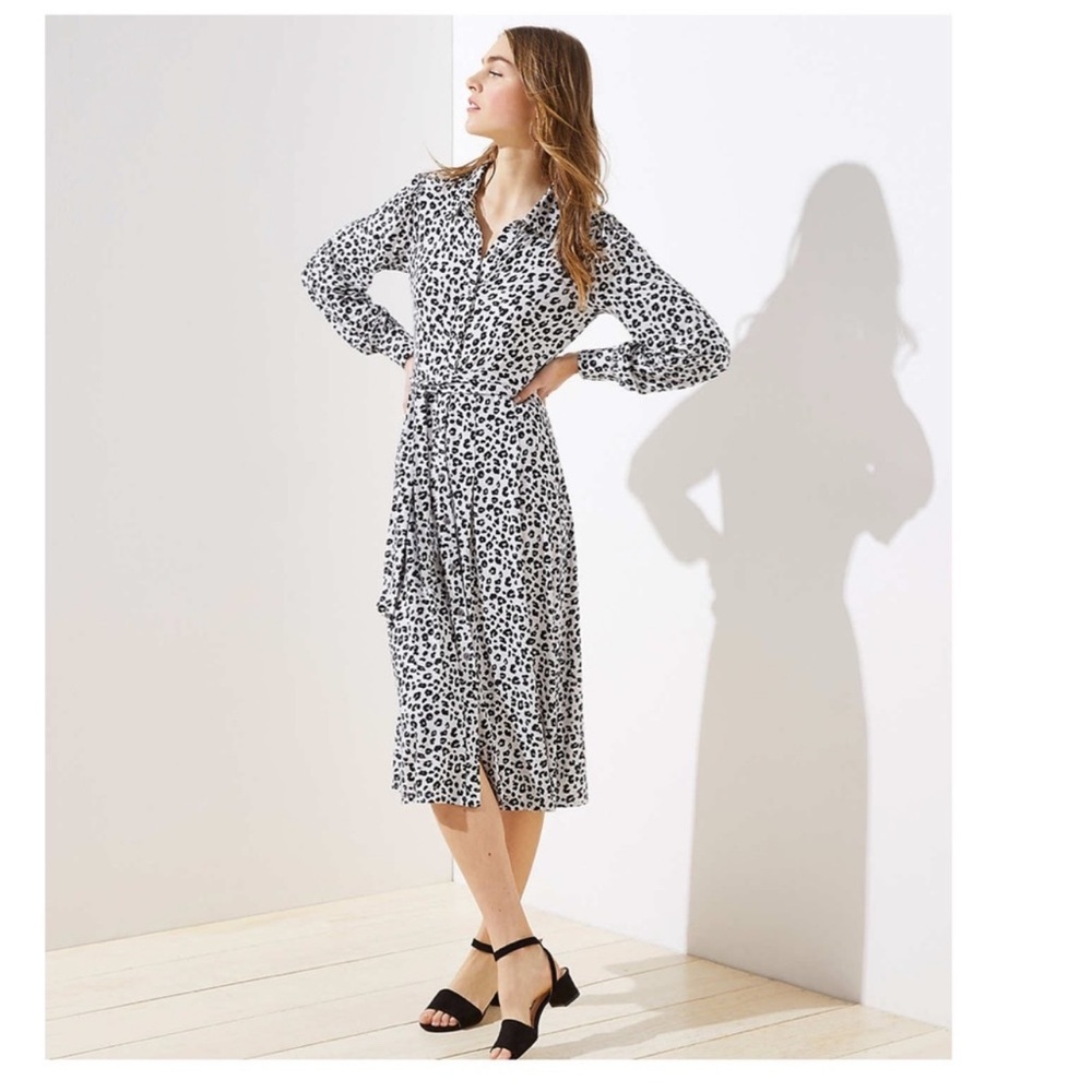 Ann Taylor Loft Leopard Print Midi Shirt Women’s Dress Women’s 6 NWT NEW